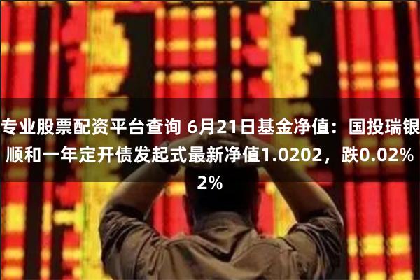 专业股票配资平台查询 6月21日基金净值：国投瑞银顺和一年定开债发起式最新净值1.0202，跌0.02%